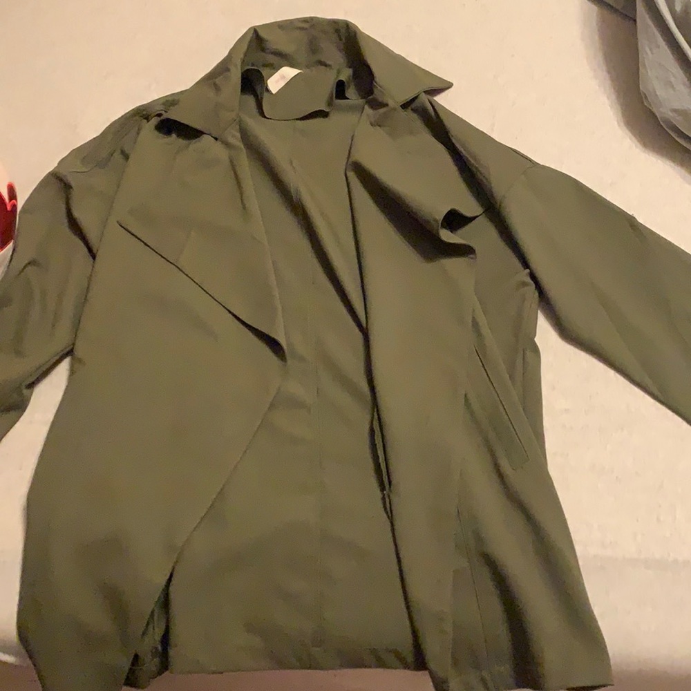 Green trench over coat